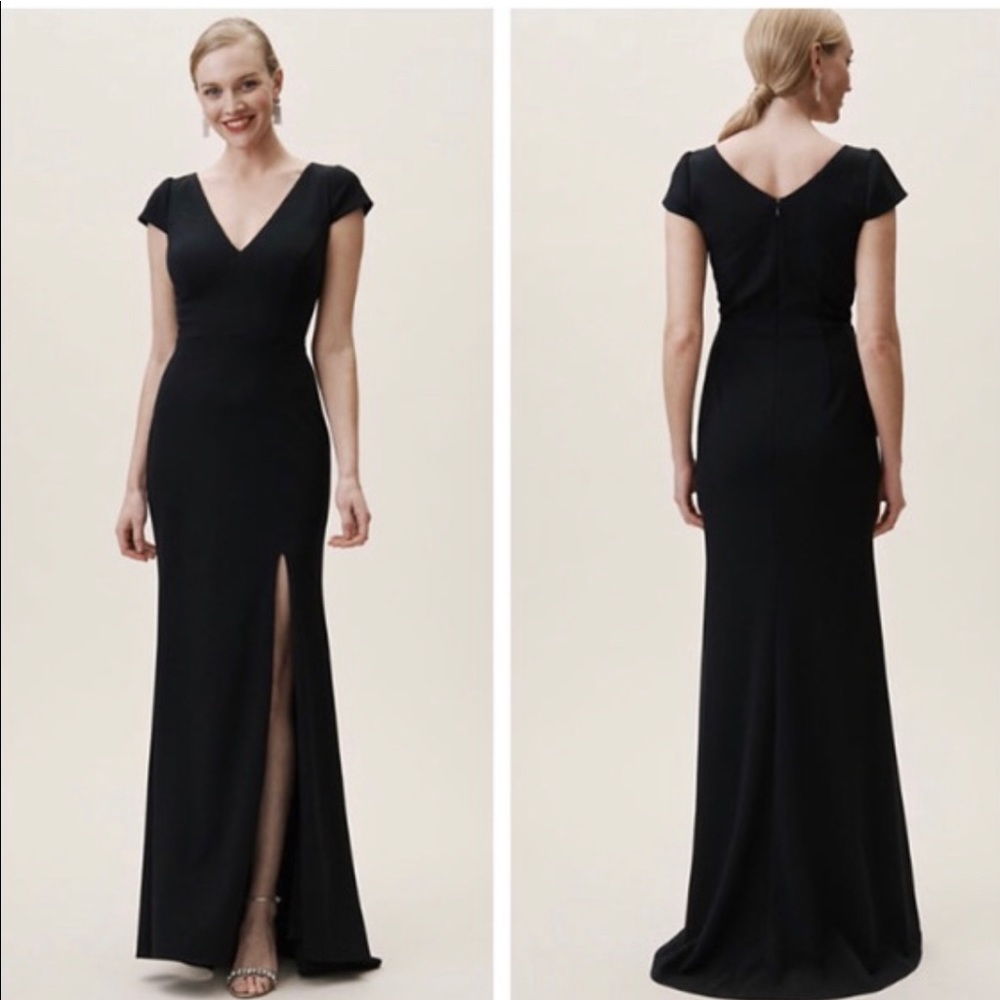 BHLDN Ara Black Crepe Dress